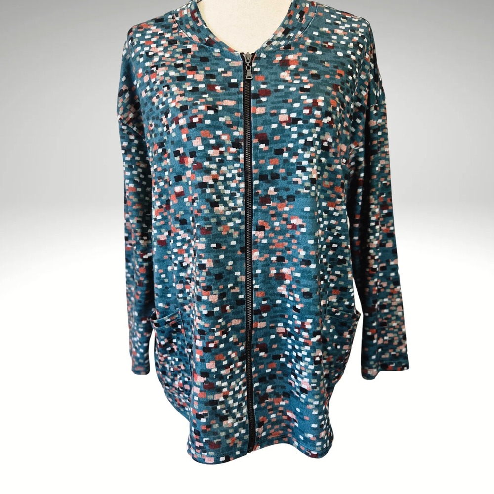 Christopher Banks Womens Stretch Light Jacket Sz‎ XL Petite Metal Zipper Vintage